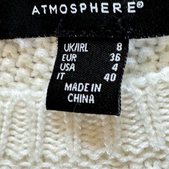 Atmosphere black white striped pullover knit high low sweater size 4 b18 - Picture 2 of 4